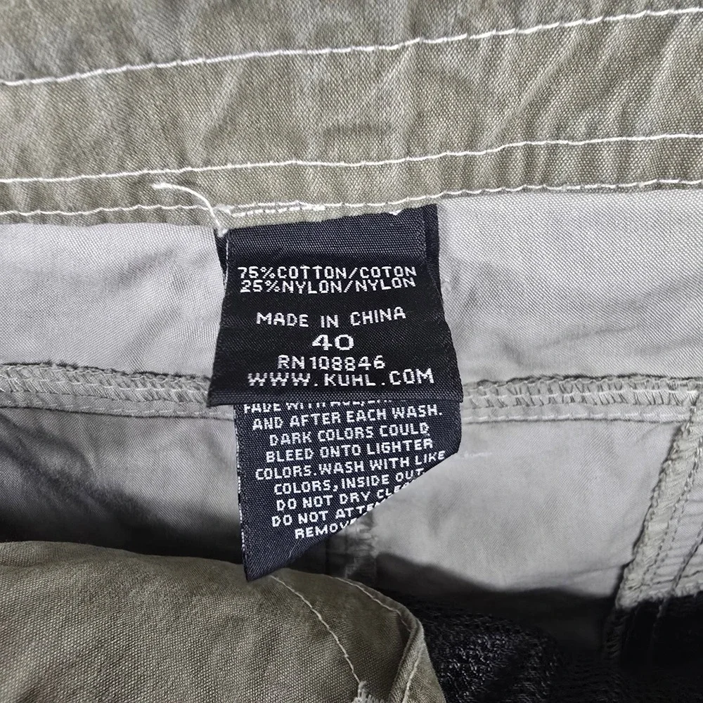 Kuhl Ambush Cargo‎ Shorts Mens 40 Green Vintage Patina Dye Utility Hiking